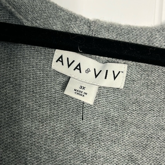 Ava & Viv Grey Cozy Knit V Neck Belted Midi Sweater dress NWOT Sz 3X - Picture 2 of 4